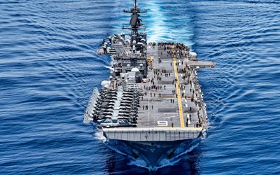 uss bonhomme richard, lhd-6, abd donanması, havadan görünüm, okyanus, amerikan savaş gemileri, amerikan amfibi saldırı gemisi, wasp sınıfı, bell boeing v-22 osprey, abd, birleşik devletler donanması