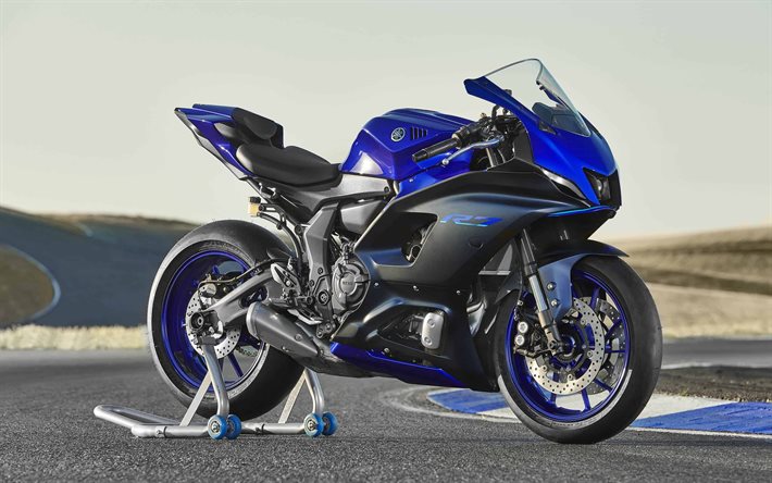 4k, Yamaha YZF-R7, blue motorcycle, 2022 bikes, superbikes, sportsbikes, 2022 Yamaha YZF-R7, japanese motorcycles, Yamaha