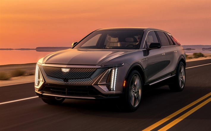 Cadillac Lyriq, highway, electric cars, sunset, 2022 cars, luxury cars, 2022 Cadillac Lyriq, american cars, Cadillac
