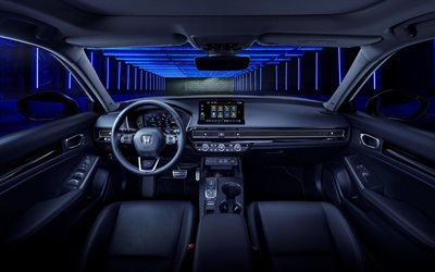 2022, Honda Civic, inside view, interior, dashboard, Honda Civic Civic, front panel, new Civic 2023, Japanese cars, Honda