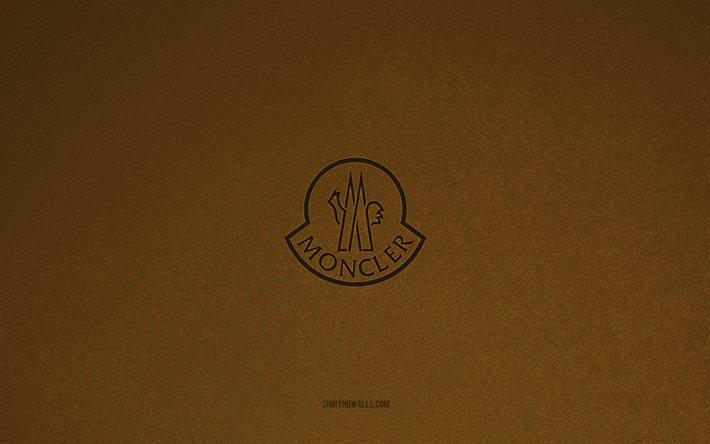 moncler -logo, 4k, herstellerlogos, moncler -emblem, brown stone textur, moncler, beliebte marken, moncler -schild, brauner steinhintergrund