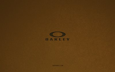 logotipo de oakley, 4k, logotipos de fabricantes, emblema de oakley, textura de piedra marrón, oakley, marcas populares, signo de oakley, fondo de piedra marrón
