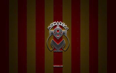 logotipo del atlético de morelia, club de fútbol mexicano, liga mx, fondo de carbono rojo amarillo, atlético morelia, fútbol, ​​atlético morelia, méxico, atlético morelia silver metal logo
