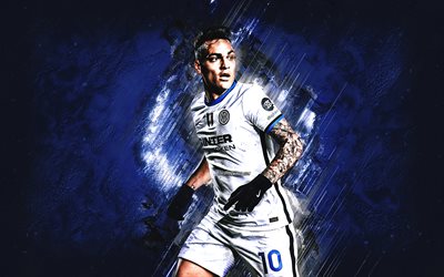 Lautaro Martinez, Inter Milan, FC Internazionale, Argentine footballer, blue stone background, Serie A, football