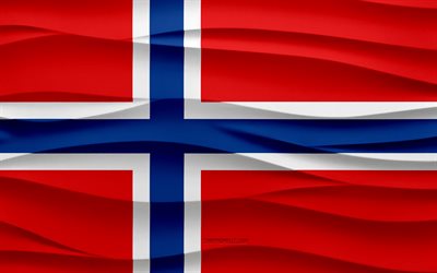 4k, Flag of Norway, 3d waves plaster background, Norway flag, 3d waves texture, Norwegian national symbols, Day of Norway, European countries, 3d Norway flag, Norway, Europe