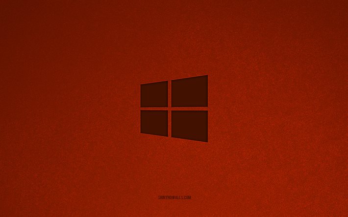Windows 10 logo, 4k, operating system logos, Windows 10 emblem, orange stone texture, Windows 10, technology brands, Windows 10 sign, Windows logo, orange stone background, Windows