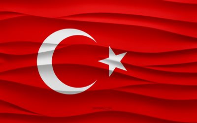 4k, bandera de turquía, fondo de yeso de ondas 3d, textura de ondas 3d, símbolos nacionales turcos, día de turquía, países europeos, bandera de turquía 3d, turquía, europa, bandera turca