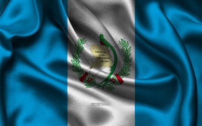 과테말라 국기, 4k, 북미 국가, 새틴 플래그, 과테말라의 국기, 과테말라의 날, 물결 모양의 새틴 플래그, 과테말라 국가 상징, 북아메리카, 과테말라