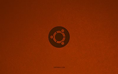 ubuntu logosu, 4k, işletim sistemi logoları, ubuntu amblemi, turuncu taş doku, ubuntu, teknoloji markaları, ubuntu işareti, kahverengi taş arka plan, linux