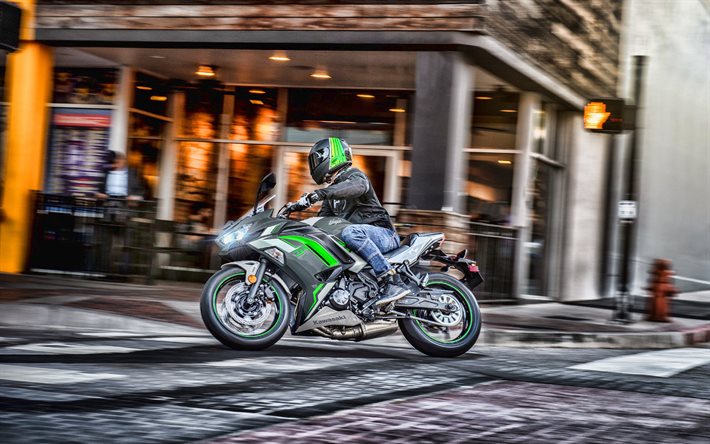 2022, kawasaki ninja 650, 4k, esterno, moto sportive, verde nero ninja 650, moto giapponesi, moto da corsa, vista laterale