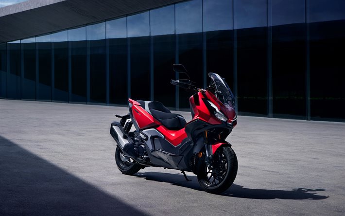 4k, honda adv350, rouge scooter, 2022 vélos, scooters, 2022 honda adv350, rouge honda adv350, japonais motos, honda
