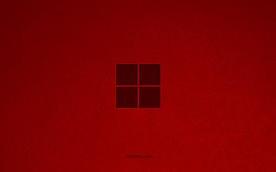 windows 11 logosu, 4k, işletim sistemi logoları, windows 11 amblemi, kırmızı taş dokusu, windows 11, teknoloji markaları, windows 11 işareti, kırmızı taş arka plan, windows