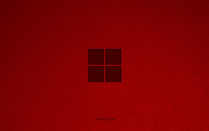 windows 11 logotipo, 4k, logotipos do sistema operacional, windows 11 emblema, textura de pedra vermelha, windows 11, marcas de tecnologia, windows 11 sinal, pedra vermelha de fundo, windows