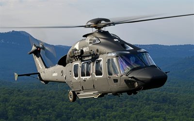 에어버스 h175m, 4k, 다목적 헬리콥터, 민간 항공, 회색 헬리콥터, 비행, 비행 헬리콥터, 에어버스, 헬리콥터와 사진, h175m, 에어버스 헬리콥터 h175