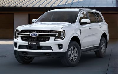 2023, ford everest, 4k, vista frontale, esterno, suv bianco, ford white everest, new everest 2023, american cars, ford