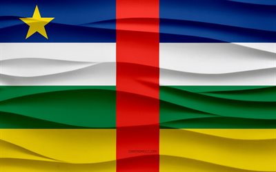 4k, drapeau de la république centrafricaine, texture 3d waves, république centrale des symboles nationaux, jour de la république centrale, pays africains, république centrale d afrique, afrique