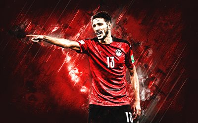 Ahmed Abou El Fotouh, Egypt national football team, Egyptian football player, portrait, Egypt, red stone background, football