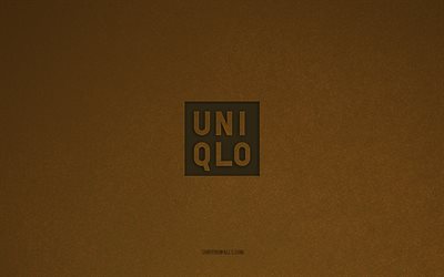 uniqlo logo, 4k, herstellerlogos, uniqlo -emblem, braune steintextur, uniqlo, beliebte marken, uniqlo -zeichen, brauner steinhintergrund