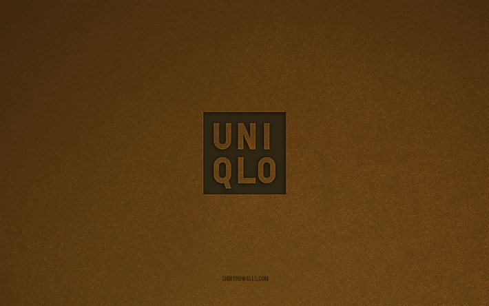 logotipo de uniqlo, 4k, logotipos de fabricantes, emblema uniqlo, textura de piedra marrón, uniqlo, marcas populares, signo uniqlo, fondo de piedra marrón
