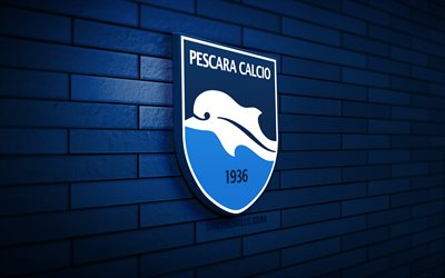شعار بيسكارا 3d, 4k, الأزرق بريكوال, دوري الدرجة الأولى, كرة القدم, نادي كرة القدم الإيطالي, شعار بيسكارا, بيسكارا كالسيو, delfino pescara 1936, شعار الرياضة, بيسكارا fc