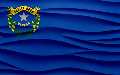 4k, ネバダ州の旗, 3d wavesプラスターの背景, 3dウェーブテクスチャ, アメリカの国民のシンボル, ネバダの日, アメリカの州, 3dネバダフラグ, ネバダ, アメリカ合衆国