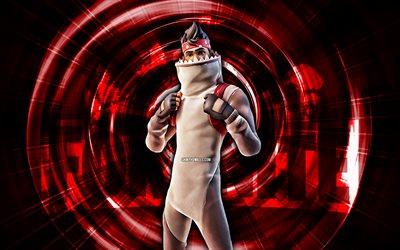 comfy chomps, 4k, red abstract fondo, fortnite, abstract rays, cómoda piel de chomps, fortnite cómoda chomps skin, fortnite chomps fortnite