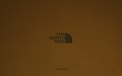 o logotipo north face, 4k, os logotipos dos fabricantes, o emblema do norte, textura de pedra marrom, a face norte, marcas populares, o sinal de face norte, fundo de pedra marrom