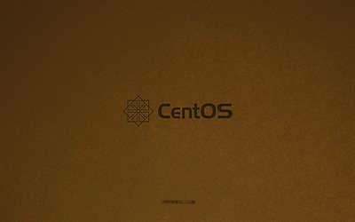 شعار centos, 4k, شعارات أنظمة التشغيل, نسيج الحجر البني, centos, ماركات التكنولوجيا, علامة centos, البني الحجر الخلفية