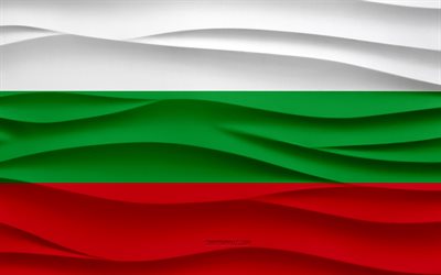 4k, 불가리아의 국기, 3d 파도 석고 배경, 불가리아 국기, 3d 파도 텍스처, 불가리아 국가 상징, 불가리아의 날, 유럽 국가, 3차원, 불가리아, 깃발, 유럽