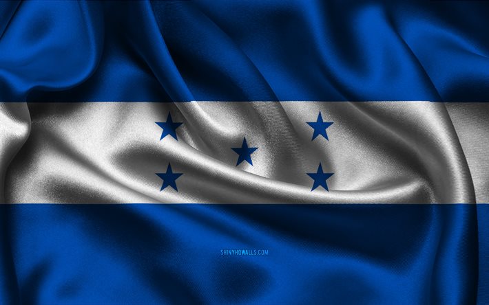 علم هندوراس, 4k, دول أمريكا الشمالية, أعلام الساتان, يوم هندوراس, أعلام الساتان المتموجة, الرموز الوطنية الهندوراسية, أمريكا الشمالية, هندوراس
