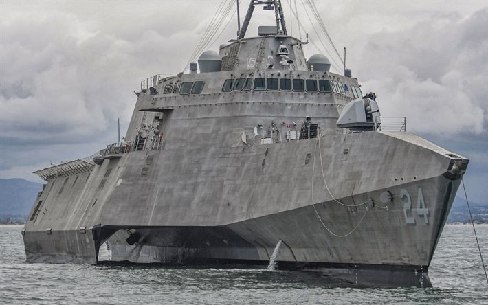 4k, USS Oakland, LCS-24, American Littoral combat ship, US Navy, warships, Independence-class, United States Navy