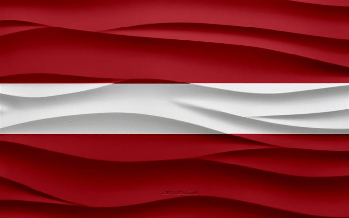 4k, Flag of Latvia, 3d waves plaster background, Latvia flag, 3d waves texture, Latvian national symbols, Day of Latvia, European countries, 3d Latvia flag, Latvia, Europe, Latvian flag