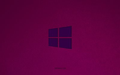 windows 10 のロゴ, 4k, オペレーティング システムのロゴ, windows 10 エンブレム, 紫色の石のテクスチャ, ウィンドウズ10, テクノロジーブランド, windows 10 サイン, windows のロゴ, 紫色の石の背景, ウィンドウズ