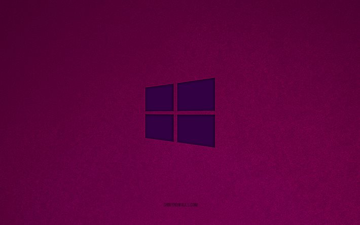 logotipo de windows 10, 4k, logotipos del sistema operativo, emblema de windows 10, textura de piedra púrpura, windows 10, marcas de tecnología, signo de windows 10, logotipo de windows, fondo de piedra púrpura, windows