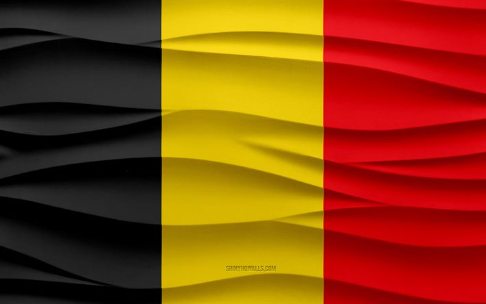 4k, Flag of Belgium, 3d waves plaster background, Belgium flag, 3d waves texture, Belgian national symbols, Day of Belgium, European countries, 3d Belgium flag, Belgium, Europe, Belgian flag