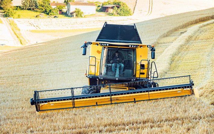 ニューホランド cr8-80 エベレスト, 4k, コンバインハーベスター, 2022年のコンバイン, 小麦の収穫, フィールドの収穫機, 収穫の概念, 黄色のコンバイン, 黄色い収穫, 農業の概念, ニューホランド農業