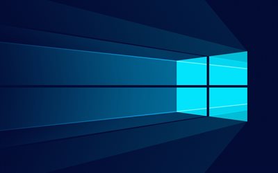 windows 10 mavi logo, 4k, soyut sanat, yaratıcı, işletim sistemi, windows 10 logosu, işletim sistemleri, windows 10