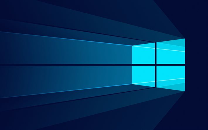 logo blu di windows 10, 4k, arte astratta, creativo, sistema operativo, logo windows 10, sistemi operativi, windows 10