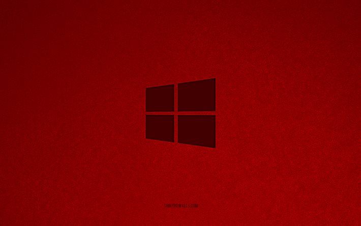 windows 10-logo, 4k, computerlogos, windows 10-emblem, windows-logo, rote steinstruktur, windows 10, technologiemarken, windows 10-schild, roter steinhintergrund, windows