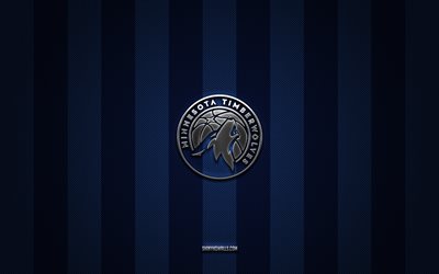 minnesota timberwolves-logo, amerikanisches basketballteam, nba, blauer kohlenstoffhintergrund, minnesota timberwolves-emblem, basketball, minnesota timberwolves-silbermetalllogo, minnesota timberwolves