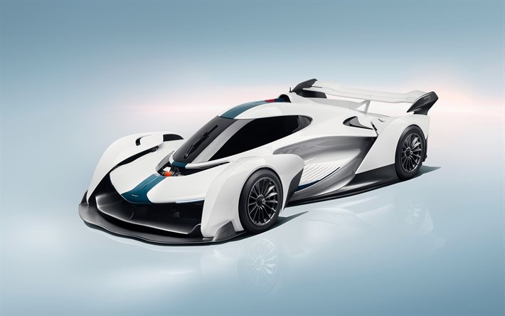 4k, McLaren Solus GT, 2023, top view, exterior, hypercar, racing cars, white Solus GT, British supercars, McLaren