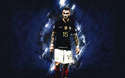ジョナサン・クラウス, フランスナショナルフットボールチーム, 肖像画, フランスのサッカー選手, 青い石の背景, フランス, フットボール