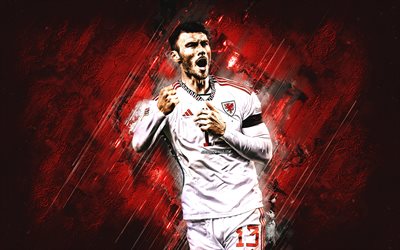 Kieffer Moore, Wales national football team, red stone background, football, Welsh football player, Wales