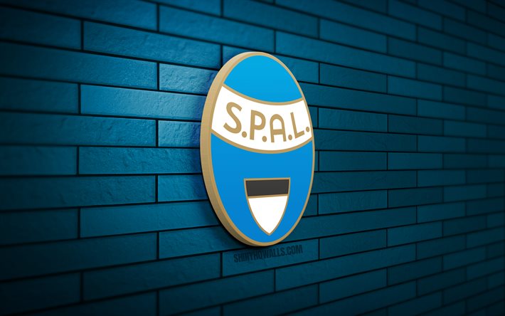 Spal 3D logo, 4K, red brickwall, Serie A, soccer, italian football club, Spal logo, Spal emblem, football, Spal, sports logo, Spal FC