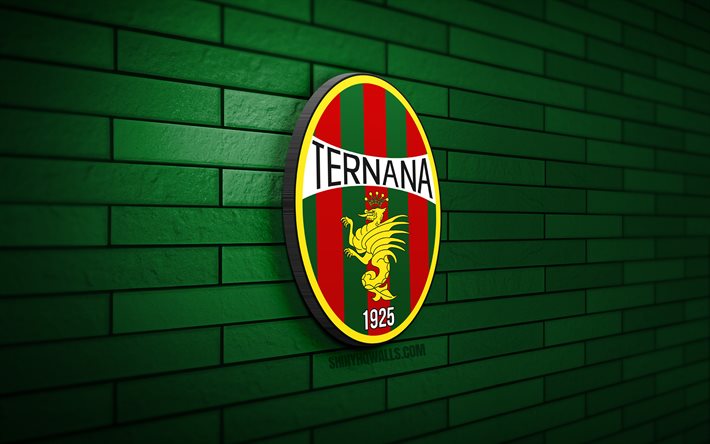 logotipo 3d ternana fc, 4k, green brickwall, serie a, futebol, clube de futebol italiano, logotipo do ternana fc, emblema do ternana fc, ternana calcio, logotipo esportivo, ternana fc