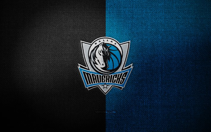 Dallas Mavericks badge, 4k, blue black fabric background, NBA, Dallas Mavericks logo, Dallas Mavericks emblem, basketball, sports logo, Dallas Mavericks flag, american basketball team, Dallas Mavericks