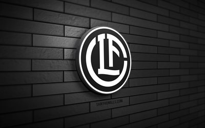 fc lugano 3d logotipo, 4k, black brickwall, super league suiza, soccer, swiss football club, fc lugano logo, fc lugano emblem, football, fc lugano, logotipo sports, lugano fc