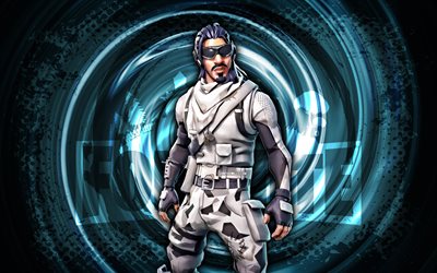 4k, absolute zero, fortnite, azul grunge espiral de fundo, fortnite absolute zero skin, absolute zero fortnite personagem, absolute zero fortnite, personagens de fortnite, arte grunge, absolute zero skin