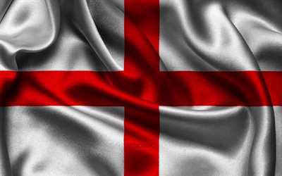 England flag, 4K, European countries, satin flags, flag of England, Day of England, wavy satin flags, English flag, English national symbols, Europe, England
