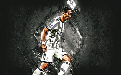 Angel Di Maria, Juventus FC, Argentine footballer, midfielder, white stone background, Serie A, football, Di Maria Juve